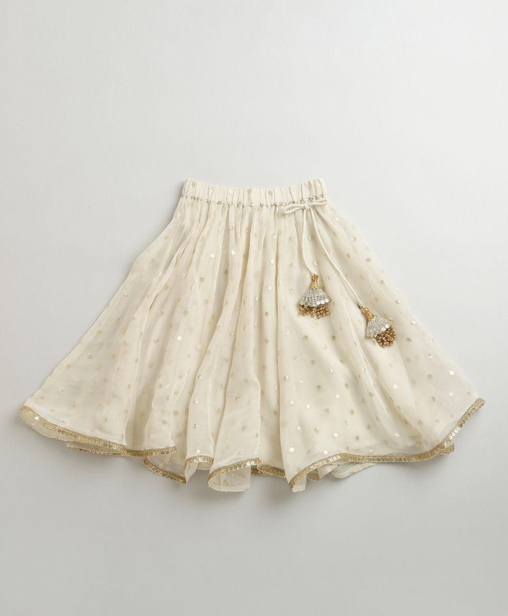 The Golden Dots Gharara Set - Golden & White