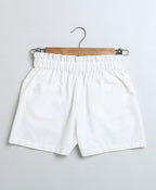 Denim Floral Embroidery Top & White Linen Shorts Co-ord Set - Blue & White