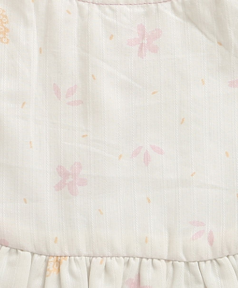 Organic Cotton Blush Petal Baby Bib & Bonnet Set - White