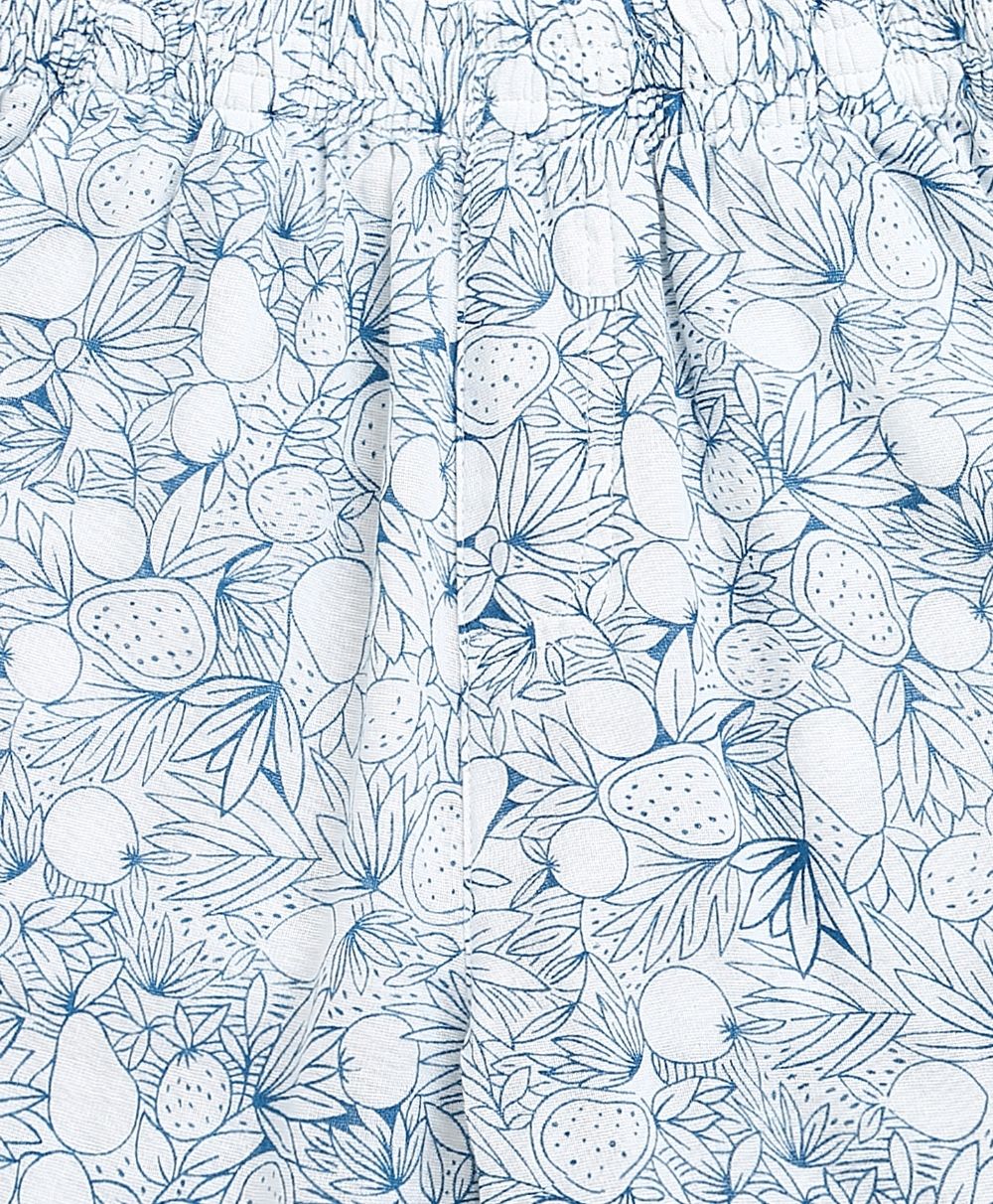 Lemon Print Cotton Printed Co-ord Set - White & Blue