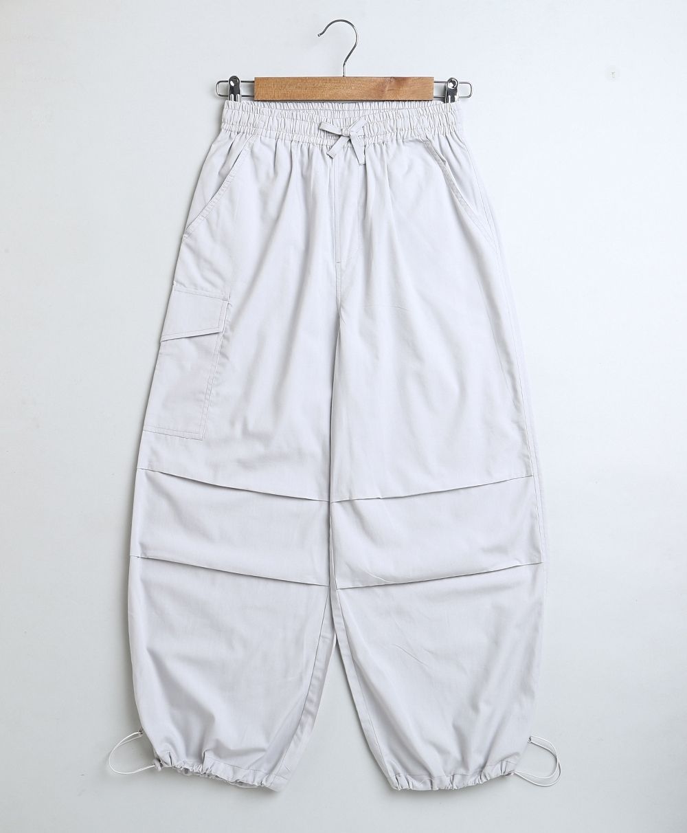 Unisex Cotton Poplin Cargo Pants - Streetwear - Light Grey