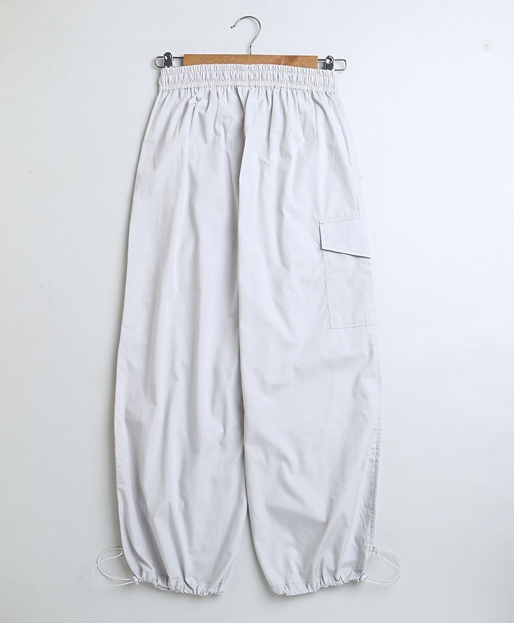Unisex Cotton Poplin Cargo Pants - Streetwear - Light Grey