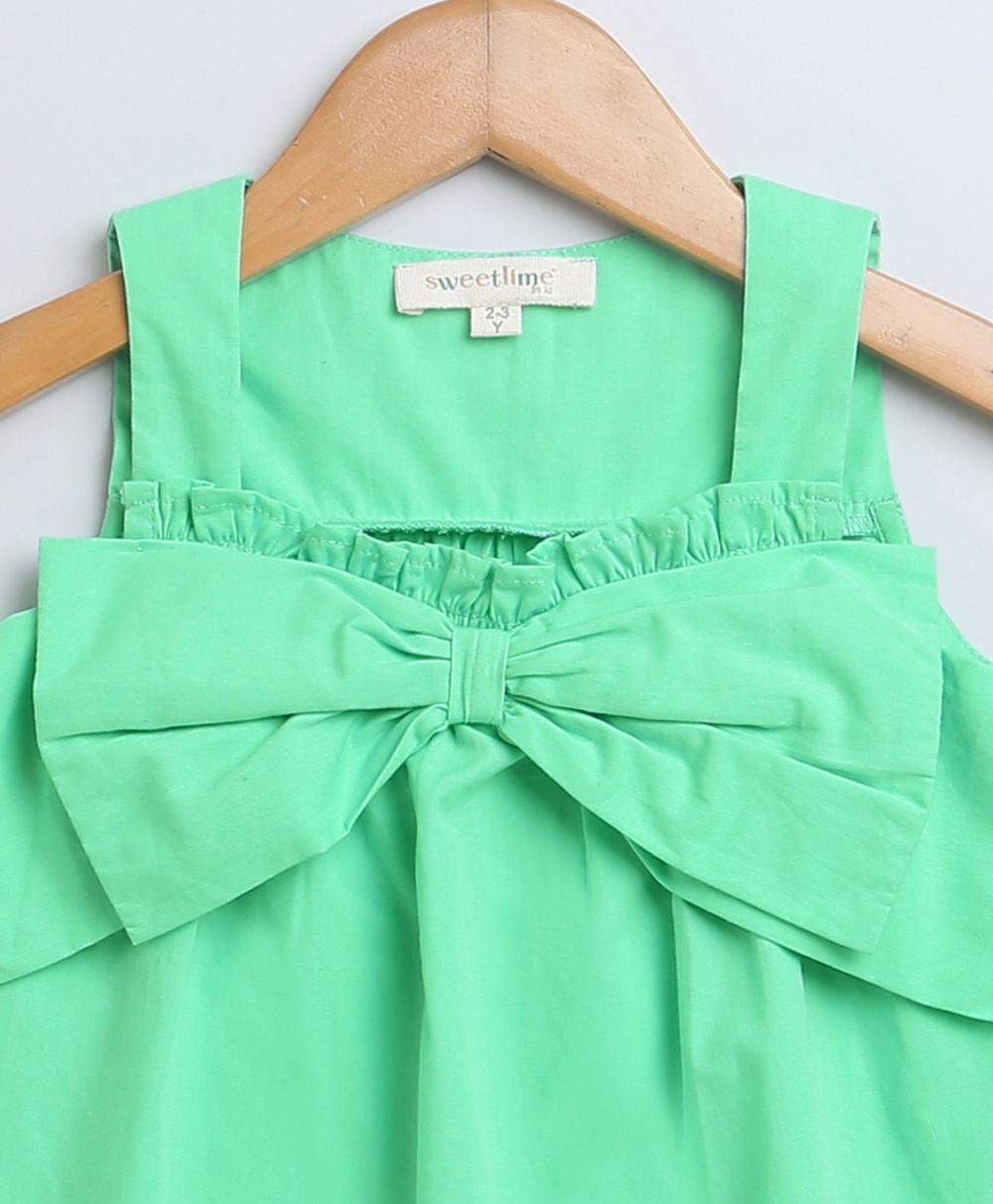 Sleeveless Cotton Top & Shorts Co-ord Set - Green & Multicoloured