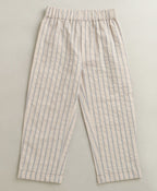 Cloud Stitch Striped Cotton Trousers - Beige