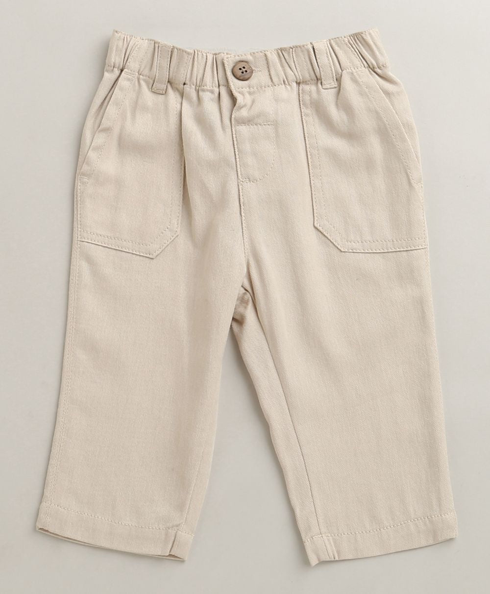 The yelllow Checks shirt  & Khaki Cotton Co-ord Set -  Biege