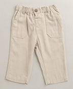 The yelllow Checks shirt  & Khaki Cotton Co-ord Set -  Biege