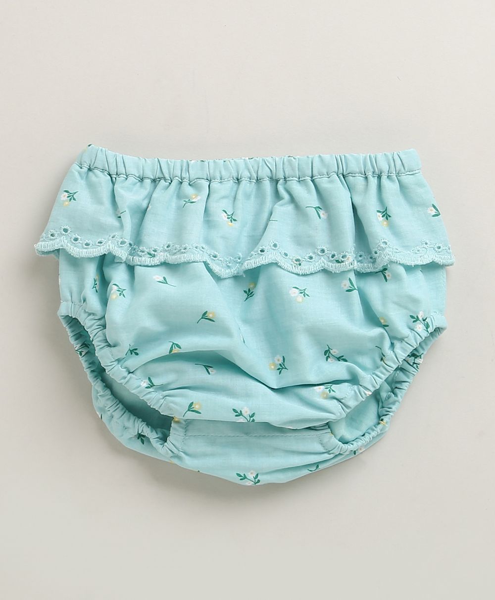 Baby Girls' Bluebell Fairy Organic Cotton Ruffle Dress, Hat and Bloomer Set -Sea Green