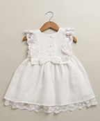 Ivory Blossom Lace Linen Dress & Bloomer - White