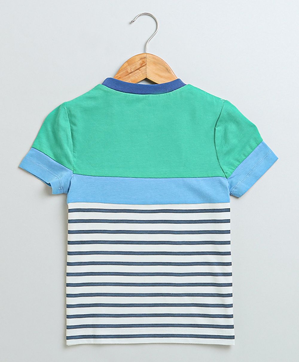 Color Blocked Co-ord Set - Green and Blue