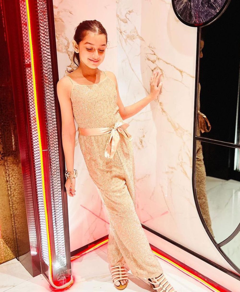 Shimmery Belted Jumpsuit - Beige