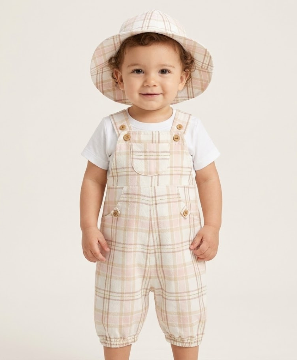 Cotton Candy Check Sun Cap - White