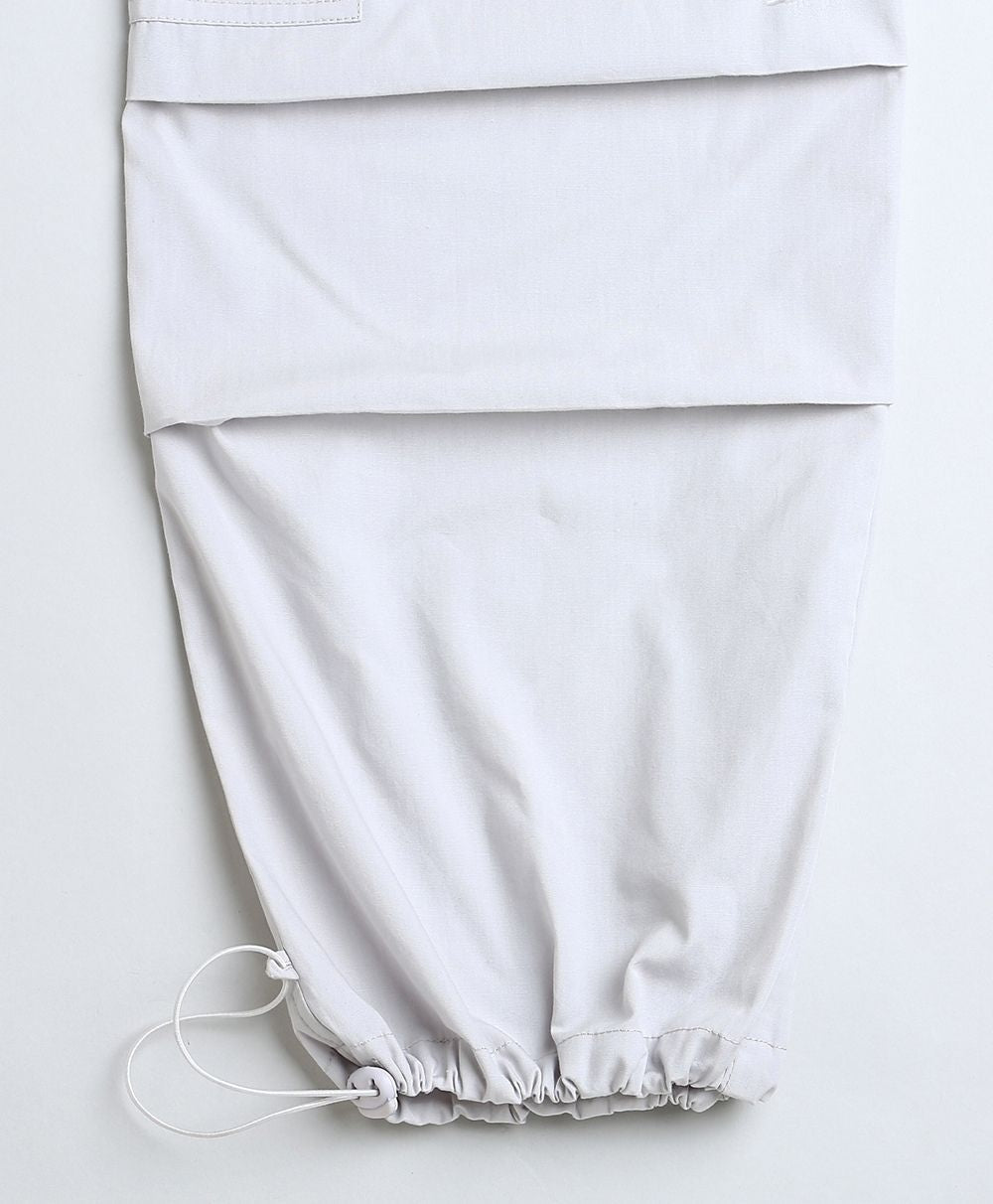 Unisex Cotton Poplin Cargo Pants - Streetwear - Light Grey