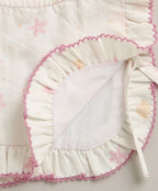 Organic Cotton Blush Petal Baby Bib & Bonnet Set - White