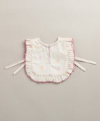 Organic Cotton Blush Petal Baby Bib & Bonnet Set - White