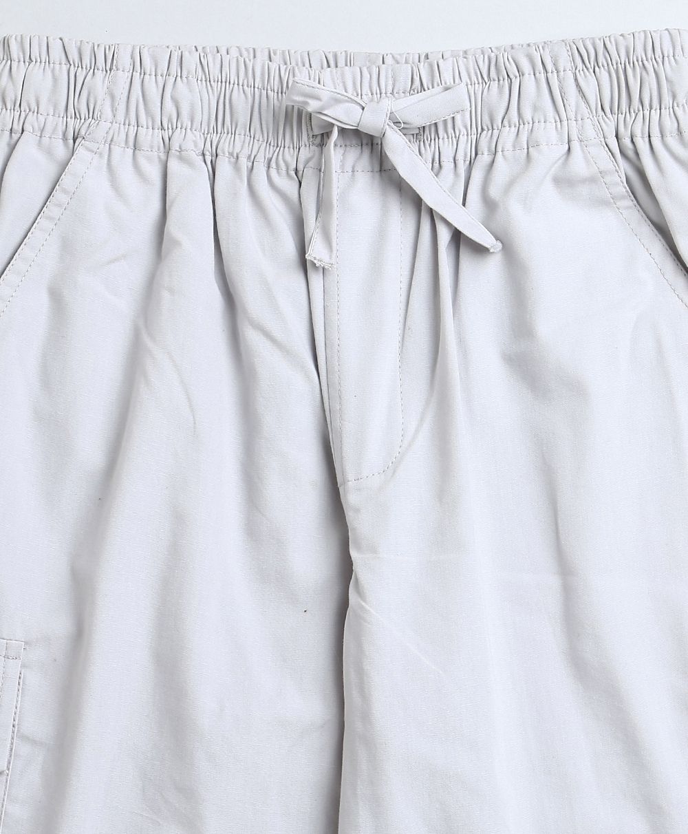 Unisex Cotton Poplin Cargo Pants - Streetwear - Light Grey
