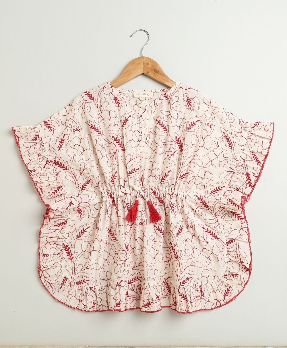 Scarlet Bloom Organic Cotton Kimono Dress - Off White