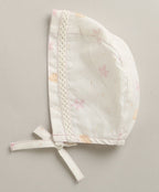 Organic Cotton Blush Petal Baby Bib & Bonnet Set - White