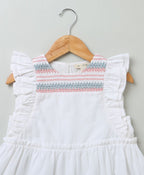 Embroidered Crew Neck Dress - White