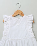Embroidered Crew Neck Dress - White