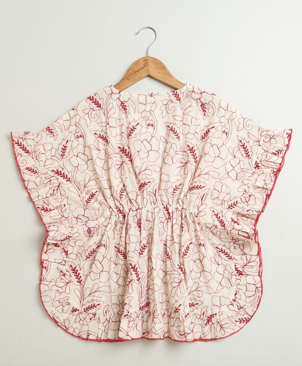 Scarlet Bloom Organic Cotton Kimono Dress - Off White