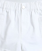 Off-Shoulder Schiffly Crop Top & Cotton Twill Shorts Set - Pastel Green & White