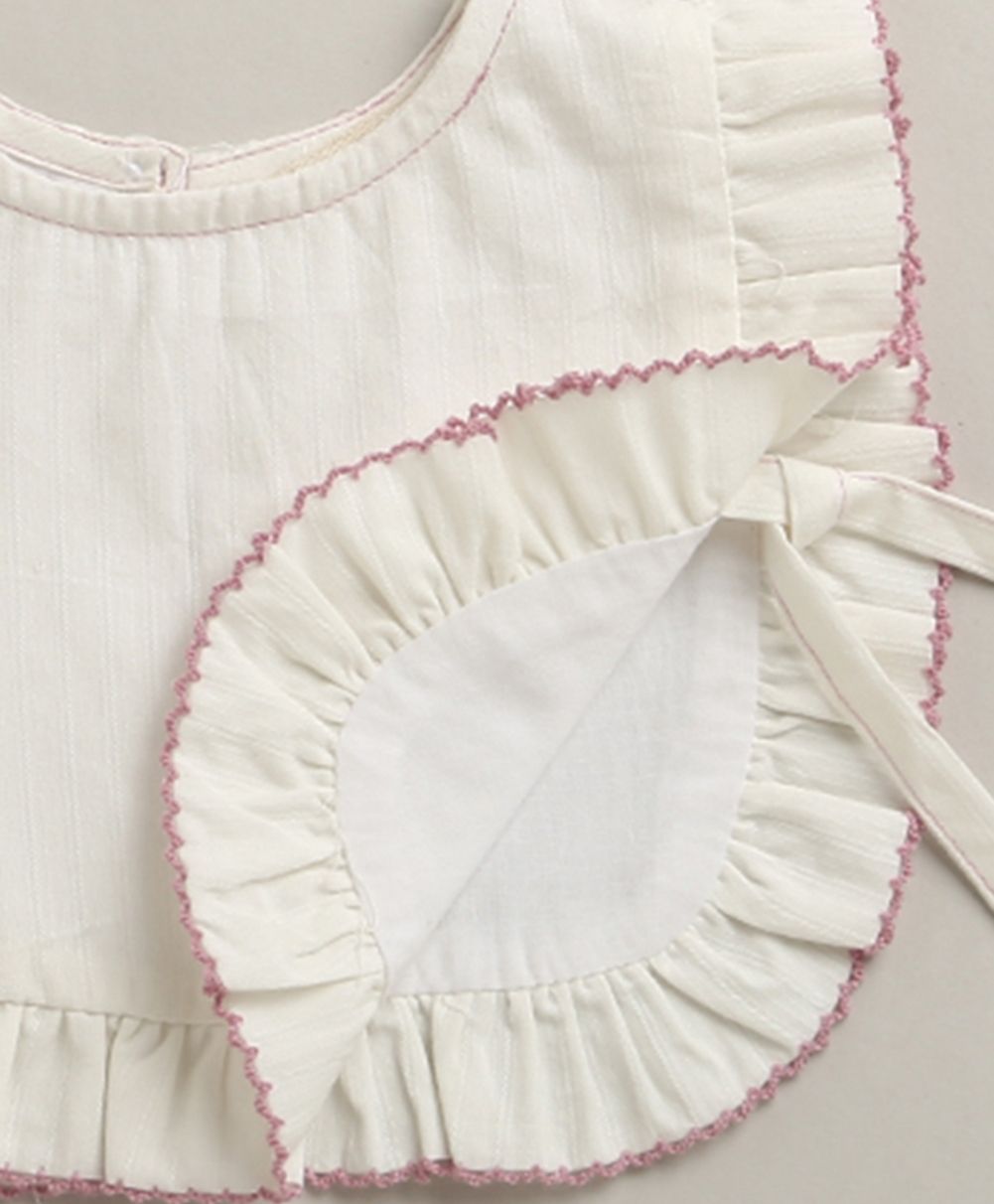 Organic Cotton Classic Charm Bib & Bonnet- White