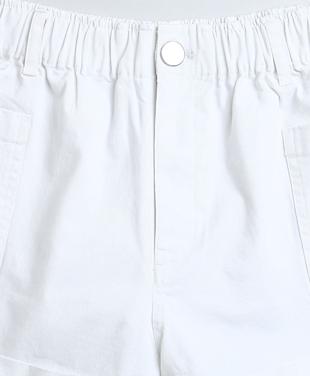 Girls Cotton Twill Shorts - White