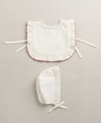 Organic Cotton Classic Charm Bib & Bonnet- White