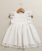 Ivory Blossom Lace Linen Dress & Bloomer - White