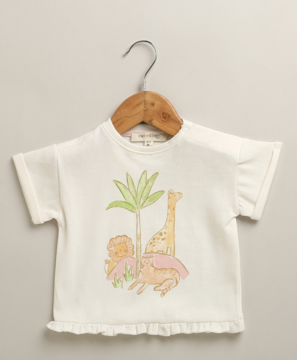 The Sunset Safari Cotton Co-ord Set - White & Pink