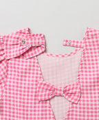 Checkered Short Sleeved Dress - Pink