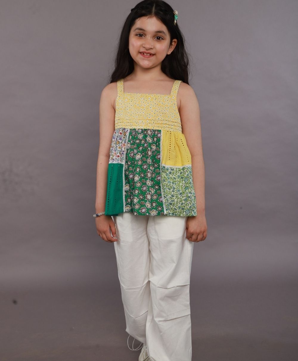 Girls Linen Cargo Pants - White