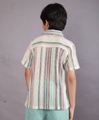 Striped Short Sleeves Shirt - Multicoloured
