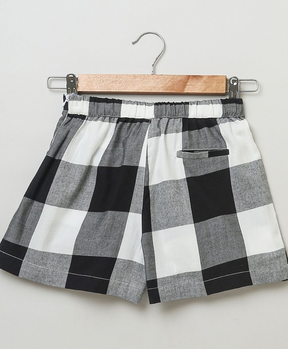 Checkered Organic Cotton Skort -  White & Black