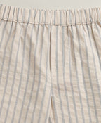 Cloud Stitch Striped Cotton Trousers - Beige
