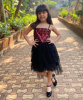 Embellished Party Dress - Red & Black