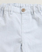 Baby Boys Blue Stripes Cotton Co-ord Set - White & Blue