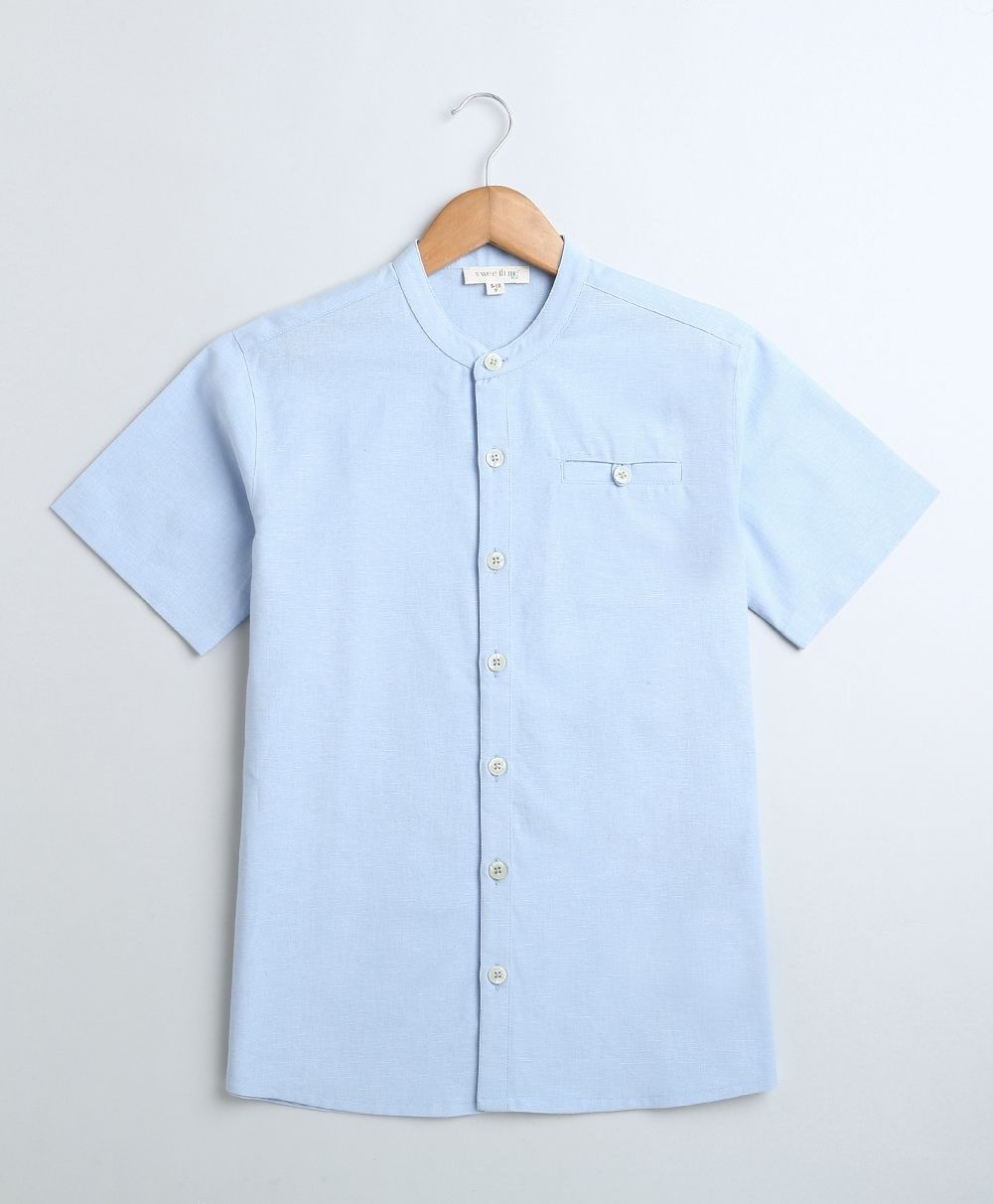 Cotton Linen Shirt - Blue