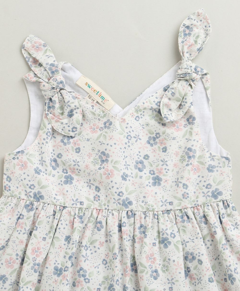 Blossom Breeze Organic Cotton Co-ord Set with A Hat - White