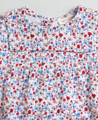 Red & Blue Floral Print Organic Cotton Bodysuit - Multicoloured