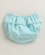 Baby Girls' Bluebell Fairy Organic Cotton Ruffle Dress, Hat and Bloomer Set -Sea Green