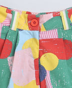 Sleeveless Cotton Top & Shorts Co-ord Set - Sea Blue & Multicoloured