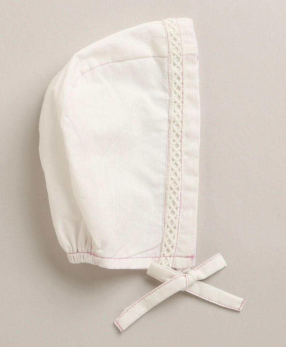 Organic Cotton Classic Charm Bib & Bonnet- White