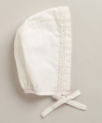 Organic Cotton Classic Charm Bib & Bonnet- White