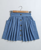 Stylish Floral Print Cotton Top & Soft Denim Skirt Coord Set - Blue