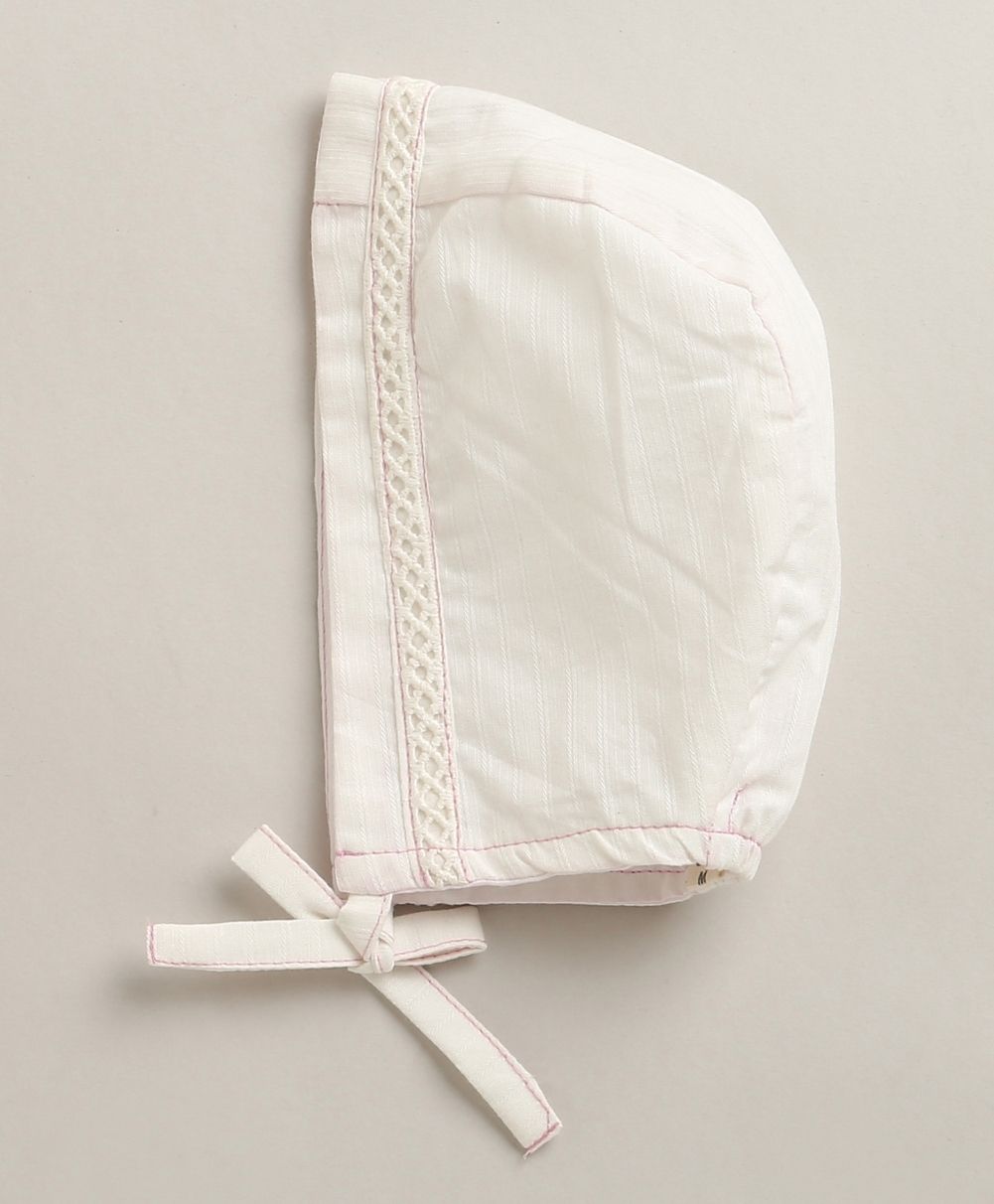 Organic Cotton Classic Charm Bib & Bonnet- White