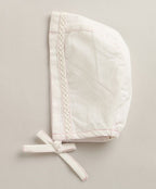 Organic Cotton Classic Charm Bib & Bonnet- White
