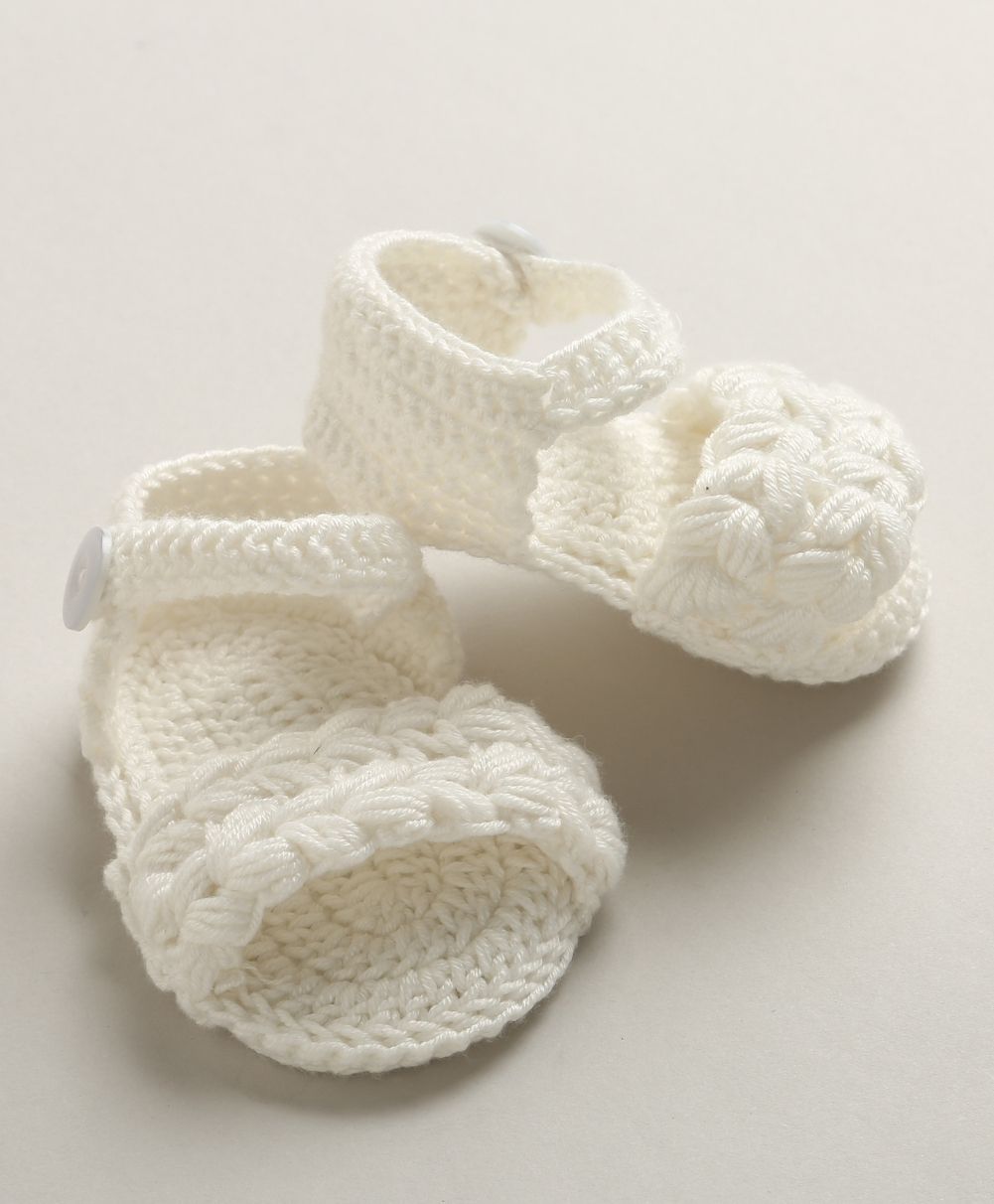 Little Pearl Crochet Baby Booties – White