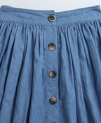 Stylish Floral Print Cotton Top & Soft Denim Skirt Coord Set - Blue