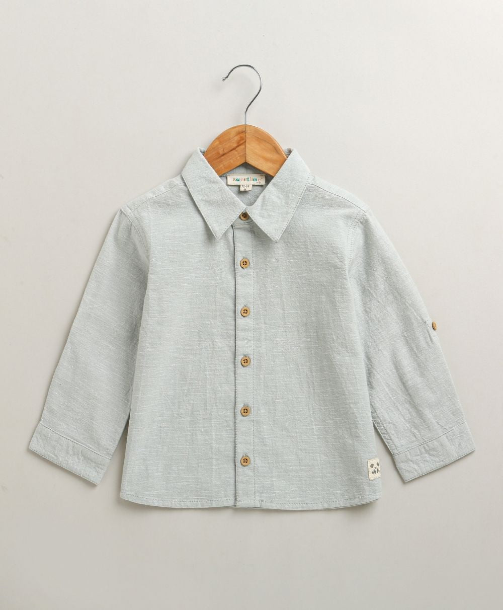 The Little Explorer Mint & Khaki Cotton Co-ord Set - Mint & Biege